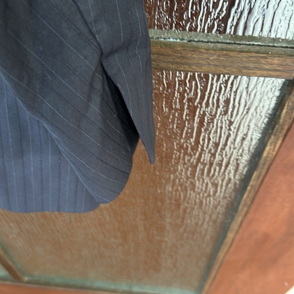 CO Blazer Jacket Black Pinstripe Wool Blend Tie Waist Pockets Size L - Picture 10 of 11